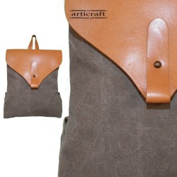 Σακίδιο Fox Backpack Burban με Κερωμένο Καμβά και Δέρμα (T139)