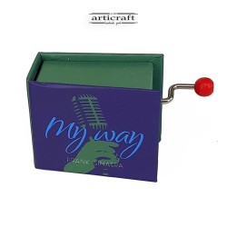 Χειροποίητο μουσικό κουτί, με σχέδιο "My Way - Frank Sinatra", σε σχήμα βιβλίου, από χαρτόνι (G586)