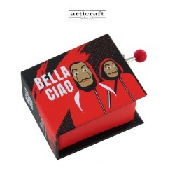Χειροποίητο μουσικό κουτί, με σχέδιο "Bella Ciao", σε σχήμα βιβλίου, από χαρτόνι (G588)