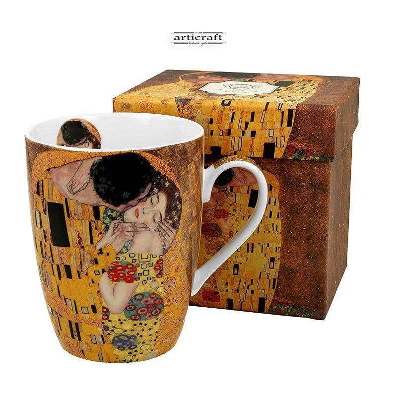 Κεραμική Κούπα 380ml, με σχέδιο "THE KISS Brown by Gustav Klimt" Artist Duo-Gift (G724)