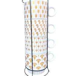 Κεραμική Κούπα 300ml κουμπωτή χρυσή, "Γεωμετρικά Σχέδια" (G763)