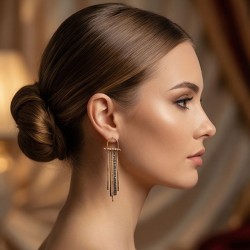Σκουλαρίκια Elegant ΧρυσόΜαυρα κρεμαστά (E359)