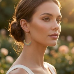 Σκουλαρίκια Elegant πλατύ δάκρυ, με χάντρες, κρεμαστά (E363)