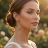 Σκουλαρίκια Elegant πλατύ δάκρυ, με χάντρες, κρεμαστά (E363)