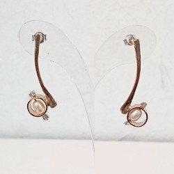 Σκουλαρίκια Elegant γραμμή με πέρλα, κρεμαστά (E366)