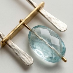 Σκουλαρίκια Elegant μακριά, οβάλ με διάφανη χάντρα, κρεμαστά (E368)