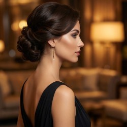 Σκουλαρίκια Elegant σπείρα με ευθεία και πέρλα, κρεμαστά (E370)