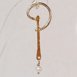 Σκουλαρίκια Elegant σπείρα με ευθεία και πέρλα, κρεμαστά (E370)