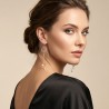 Σκουλαρίκια Elegant διπλός κύκλος, με γραμμές, κρεμαστά (E372)
