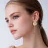 Σκουλαρίκια Elegant χρυσός κύκλος, με γραμμές, κρεμαστά (E373)