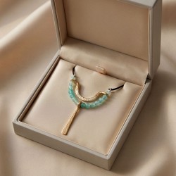Κολιέ Elegant ημικύκλιο, με χάντρες και ευθεία (Ε379)