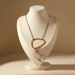 Κολιέ Elegant μακρύ, γεωμετρικο, με χάντρες και ευθείες (Ε380)