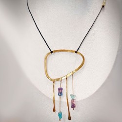 Κολιέ Elegant μακρύ, γεωμετρικο, με χάντρες και ευθείες (Ε380)