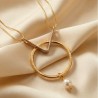 Κολιέ Elegant κύκλος σε V, με πέρλα (Ε382)