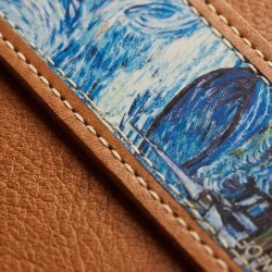 Χειροποίητος δερμάτινος σελιδοδείκτης "Starry Night", με εκτύπωση (D005)