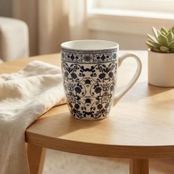 Κεραμική Κούπα 380ml με σχέδιο, "White Pattern Flowers" (G783)