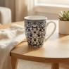 Κεραμική Κούπα 380ml με σχέδιο, "White Pattern Flowers" (G783)